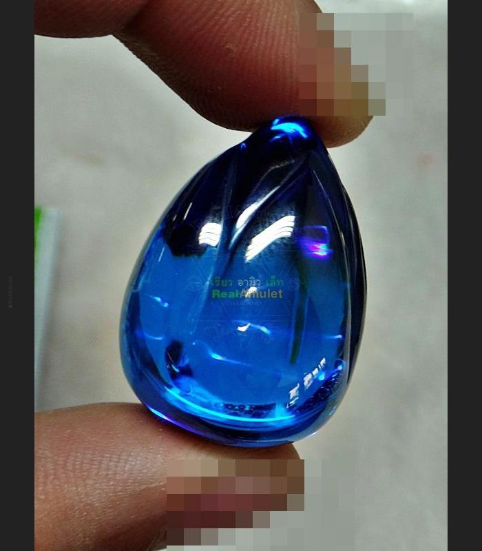 SOMPORN LEKLAI NAGA EYE CRYSTAL HEALING STONE AMULET RIVER CAVE LOTUS BLUE