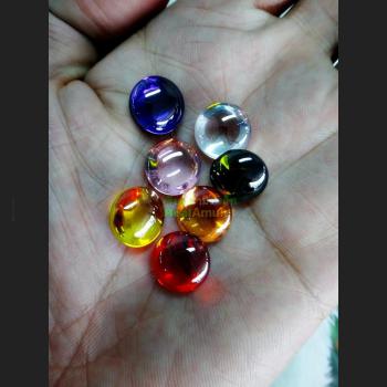 SET 7 COLOR CRYSTAL HEALING STONE NAGA EYE DIVIN LEKLAI ROUND BUTTON SHAPE NETURAL GEMS