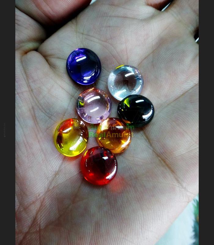 SET 7 COLOR CRYSTAL HEALING STONE NAGA EYE DIVIN LEKLAI ROUND BUTTON SHAPE NETURAL GEMS