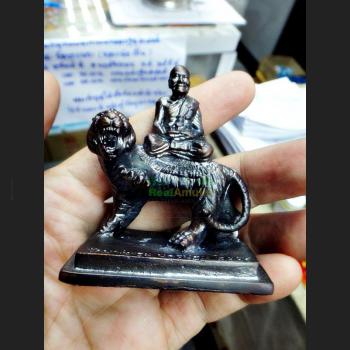 MINIATURE BRONZE STAUE THAI AMULET RIDER TIGER BOSS LEADER POWERFUL CONTROL MIND LP PERN