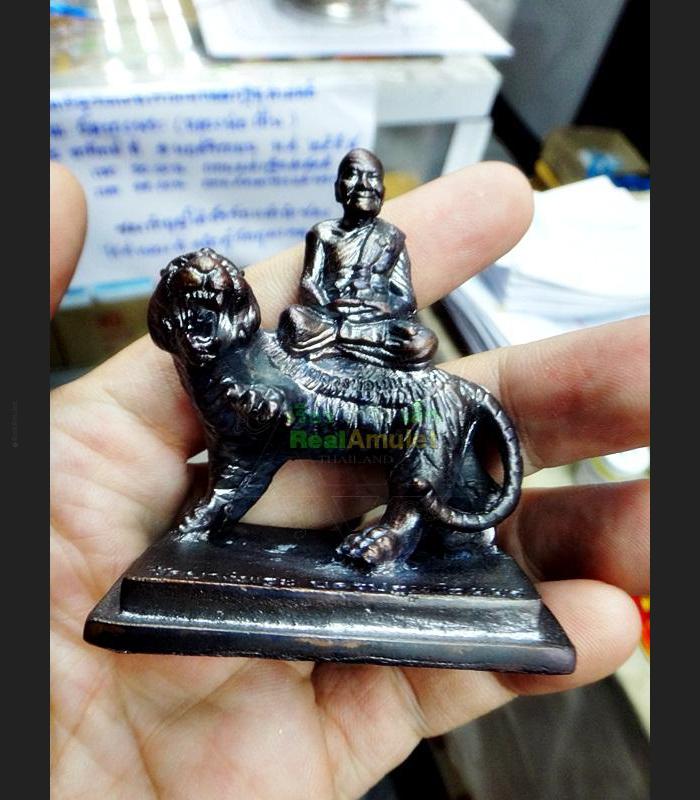 MINIATURE BRONZE STAUE THAI AMULET RIDER TIGER BOSS LEADER POWERFUL CONTROL MIND LP PERN