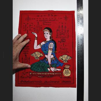 PHAYHAN HOLY RED CLOTH FLAG THAI AMULET NANGKWAG QUEEN OF LUCKY TRADING MASS CHANT WAT NOK