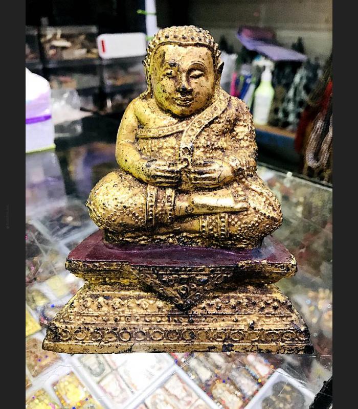 ANCIENT BUDDHA MEDITATION BRONZE STATUE THAI AMULET GOLD SANKAJAI FAT RICH