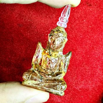 NATURAL LEKLAI NAGA EYE BUDDHA QUARTZ CRYSTAL GEMSTONE HEALING AMULET ROSE