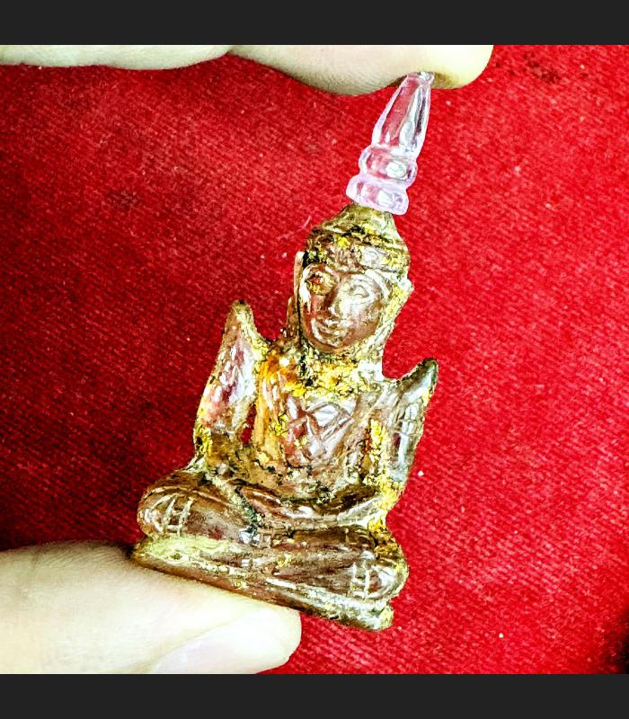 NATURAL LEKLAI NAGA EYE BUDDHA QUARTZ CRYSTAL GEMSTONE HEALING AMULET ROSE