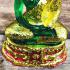 Seated Emerald Buddha Statue Meditation Magic Green Gold Rainy Thai Amulet #5402