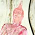 Buddha Statue Peaceful Luck God Deity Love Pink Rose Home Decor Thai Amulet 5406