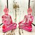 Buddha Statue Peaceful Luck God Deity Love Pink Rose Home Decor Thai Amulet 5406