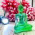 Touch Earth Buddha Statue Posture Peaceful Smiling Green Decor Thai Amulet #5407