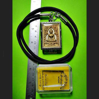 SOMDEJ BUDDHA MEDITATION TOUCH EARTH FOUR 4 FACE DEITY WEALTH THAI AMULET KUBA SUBIN BE2555 WHITE MEAT GOLD PAINT