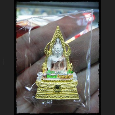 THAI BUDDHA MINIATRAL BRONZE MONEY RICH AMULET CHINNARAJ LP KEY COLORED 24K