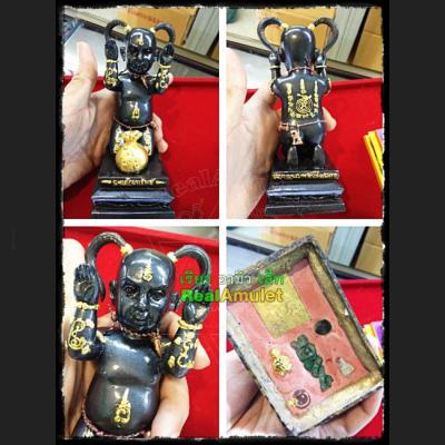 LARGE BRONZE STATUE GUMAN BOY SPIRIT BECKON MONEY RICH WHISPER LUCK THAI AMULET LP SOMCHAY BE2555
