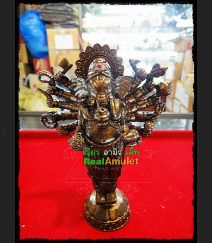 LARGE BRONZE STANDING STATUE GENESHA ELEPHANT GOD SUCCESSFUL AMULET THAI RICHLY LP KEY WAT SRILAMYOG