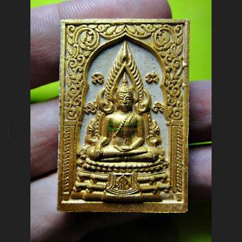 HAND PAINT THAI REAL AMULET CHINNARAJ LUCKY CHARM PENDANT MONK GOLD WHITE