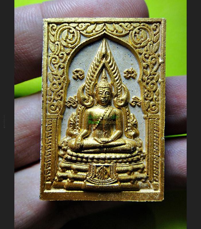 HAND PAINT THAI REAL AMULET CHINNARAJ LUCKY CHARM PENDANT MONK GOLD WHITE