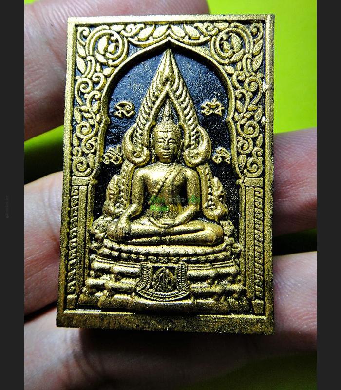 HAND PAINT THAI REAL AMULET CHINNARAJ LUCKY CHARM PENDANT MONK GOLD BLACK