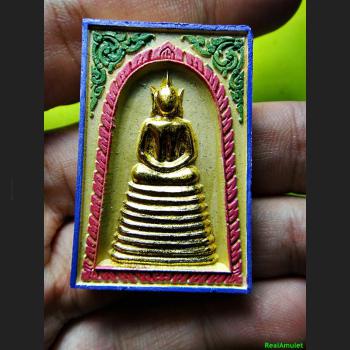 THAI REAL AMULET SOMDEJ 108 MONK MASS BLESSED WAT NOK 9ROW SEAT GOLD YELLOW