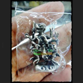 HANUMAN MINIATURE ARMED MONKEY 8HAND VICTORY RID ENEMY RICH MONEY THAI AMULET LP KEY BE2554 ALLOY