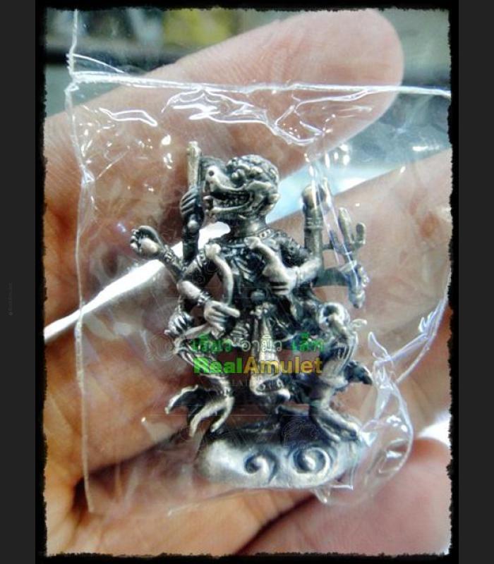 HANUMAN MINIATURE ARMED MONKEY 8HAND VICTORY RID ENEMY RICH MONEY THAI AMULET LP KEY BE2554 ALLOY