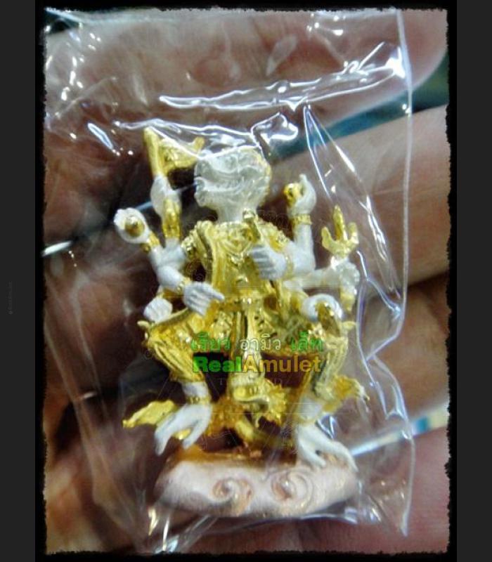 HANUMAN MINIATURE ARMED MONKEY 8HAND VICTORY RID ENEMY RICH MONEY THAI AMULET LP KEY BE2554 COLORED 24K PLATED