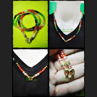 THAI AMULET HAND MADE HANDICRAFT NECKLACE BEAD W-HOOK RAINBOW MULTI COLOR
