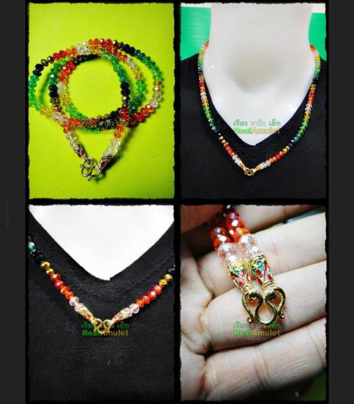 THAI AMULET HAND MADE HANDICRAFT NECKLACE BEAD W-HOOK RAINBOW MULTI COLOR