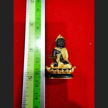 MINI SEATED THAI BUDDHA BRONZE STATUE AMULET GOLD WATSUTAD DEITY MARCY LUCK