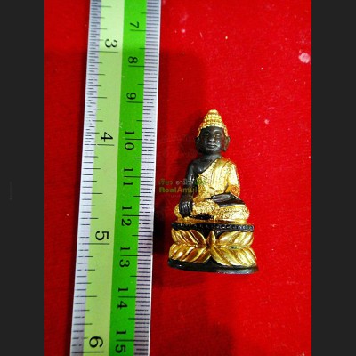 MINI SEATED THAI BUDDHA BRONZE STATUE AMULET GOLD WATSUTAD DEITY MARCY LUCK