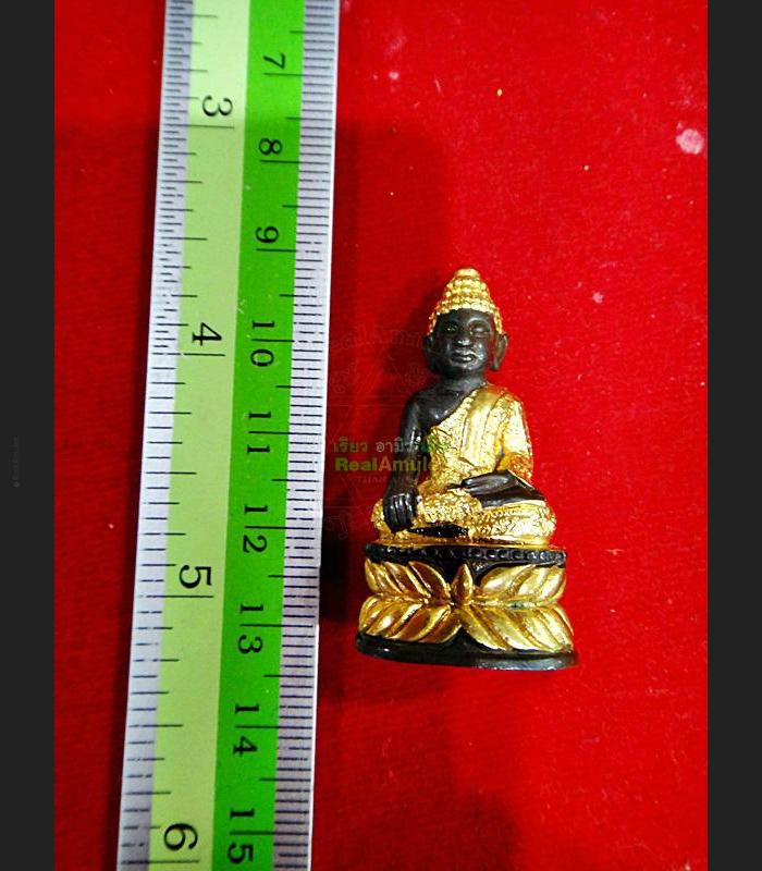 MINI SEATED THAI BUDDHA BRONZE STATUE AMULET GOLD WATSUTAD DEITY MARCY LUCK