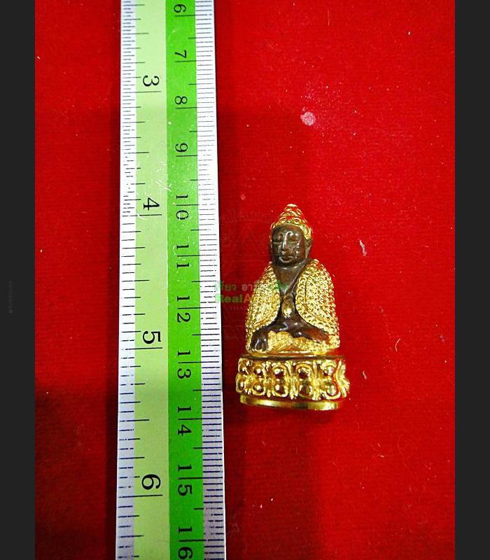 MINI SEATED THAI BUDDHA BRONZE STATUE AMULET GOLD WATSUTAD DEITY MARCY LUCK