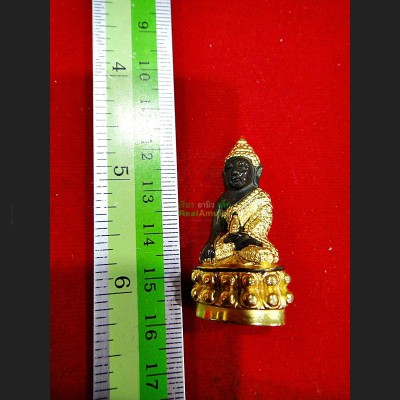 MINI SEATED THAI BUDDHA BRONZE STATUE AMULET GOLD WATSUTAD DEITY MARCY LUCK