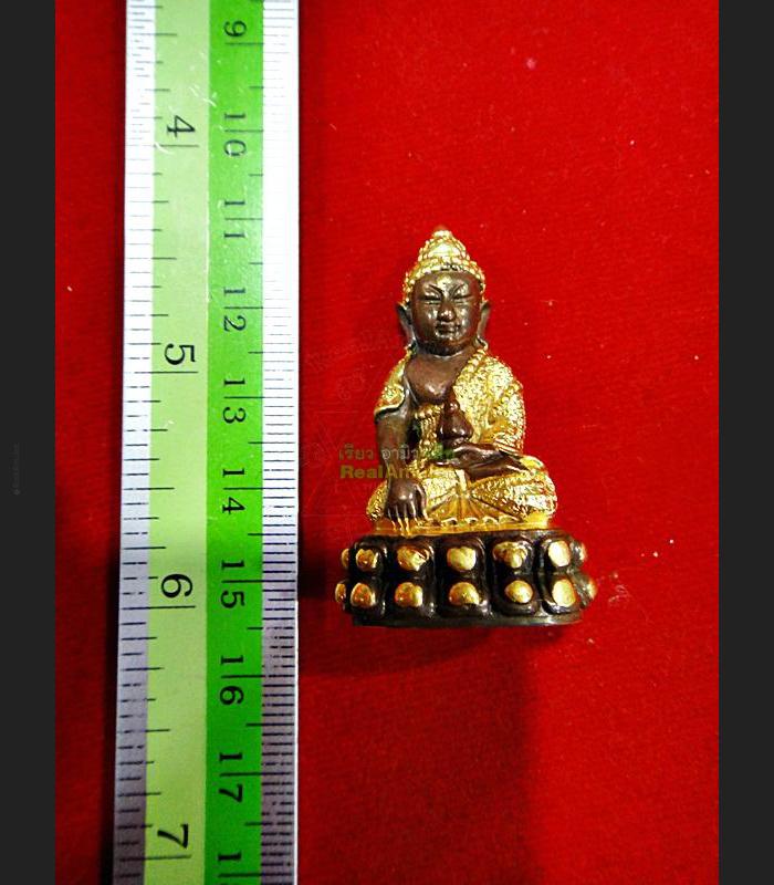 MINI SEATED THAI BUDDHA BRONZE STATUE AMULET GOLD WATSUTAD DEITY MARCY LUCK