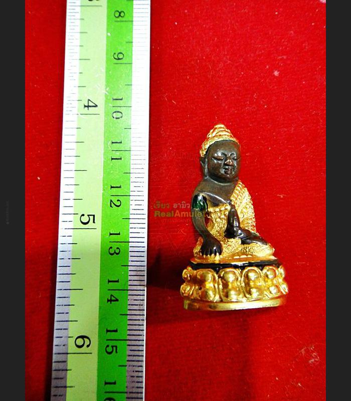 MINI SEATED THAI BUDDHA BRONZE STATUE AMULET GOLD WATSUTAD DEITY MARCY LUCK