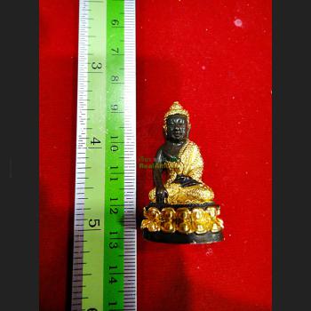 MINI SEATED THAI BUDDHA BRONZE STATUE AMULET GOLD WATSUTAD DEITY MARCY LUCK