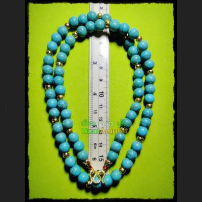 HANDMADE NECKLACE BEAD HANDICRAFT W-HOOK WEARING THAI AMULET BLUE STONE