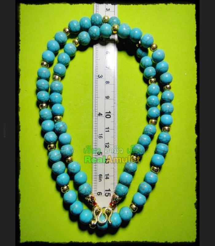 HANDMADE NECKLACE BEAD HANDICRAFT W-HOOK WEARING THAI AMULET BLUE STONE