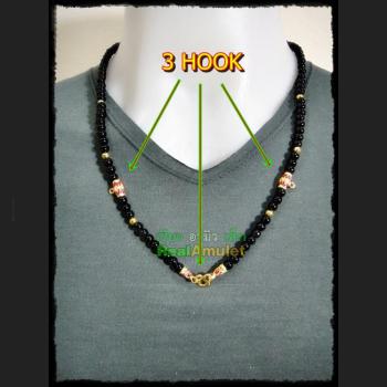 HANDMADE NECKLACE BEAD HANDICRAFT W & 3HOOK FOR WEARING THAI AMULET BLACK