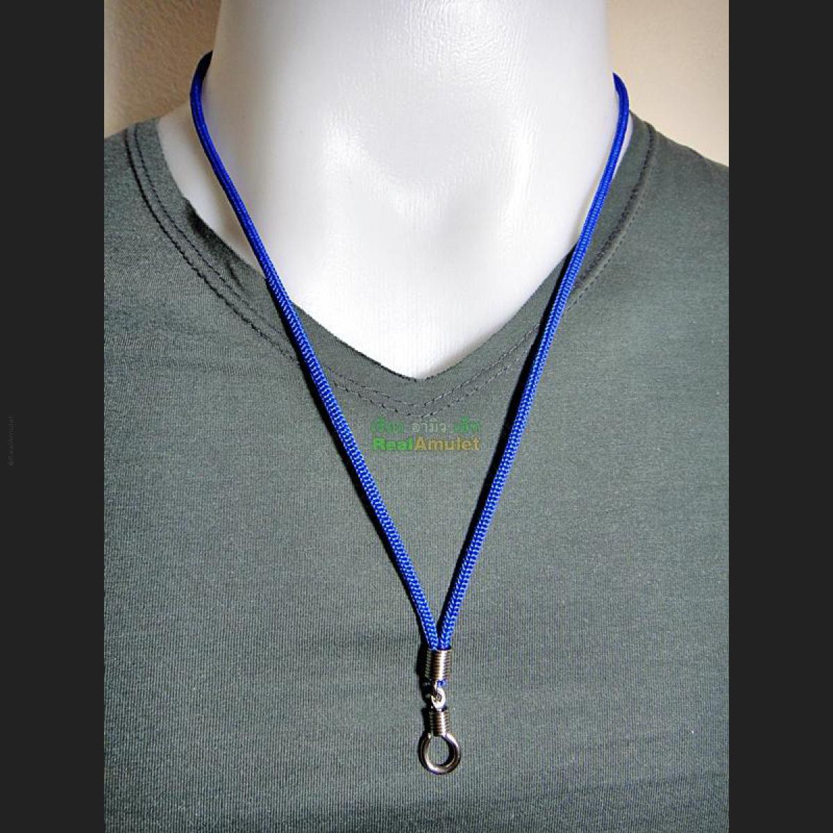 6719-THAI HANG AMULET NECKLACE WEAR NYLON STRING 30CM ADJUSTABLE STEEL HOOK BLUE 6719-THAI HANG AMULET NECKLACE WEAR NYLON STRING 30CM ADJUSTABLE STEEL HOOK BLUE