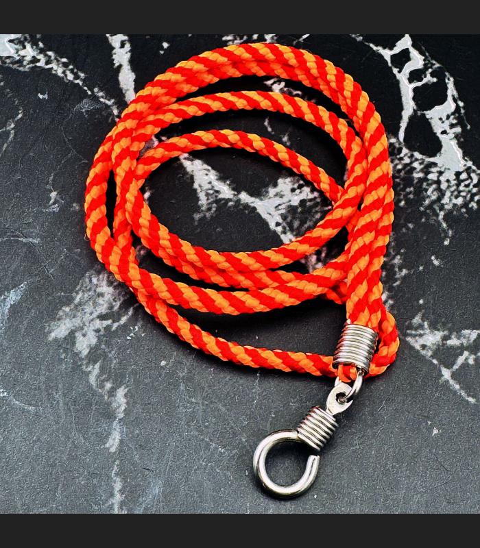 Nylon String Chain Stainless Hook Orange Red Necklace Wearing Thai Amulet #6726