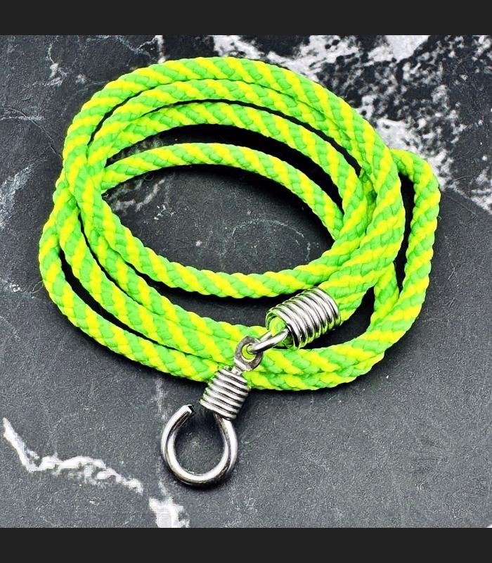 Nylon String Chain Stainless Hook Green Yellow Necklace Wearing Thai Amulet 6728