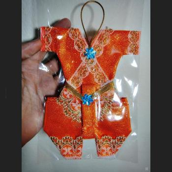 Handmade Traditional Garment Dress Suit Offering Guman Orange Thai Amulet #6777