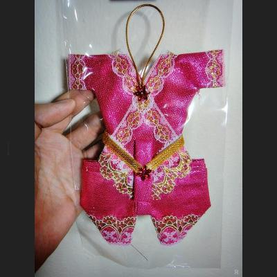 Traditional Garment Doll Dress Suit Offering Guman Thong Pink Thai Amulet #6778