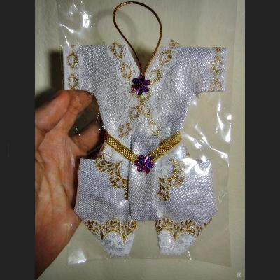 Traditional Garment Doll Dress Suit Offering Guman Thong White Thai Amulet #6779