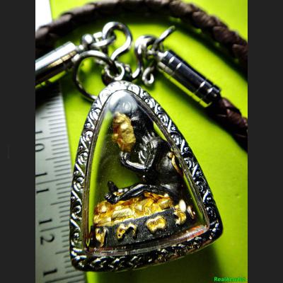 LOKOK PRAI-POON-SAP BOY NECROMANCY MINIATURE GAMBLING LUCK THAI AMULET AC SUBIN BLACK GOLD