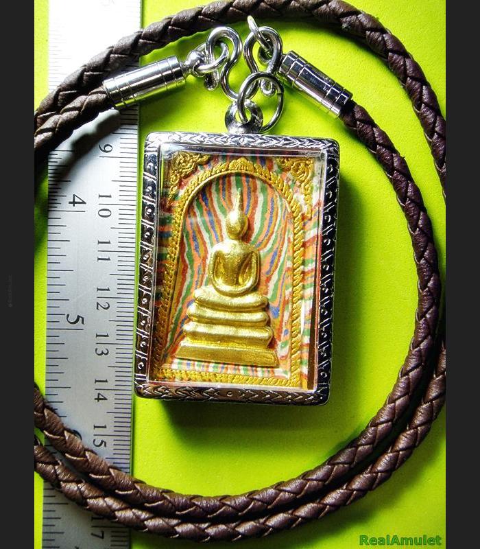 SOMDEJ MEDITATION PEACEFUL 108 MONK MASS BLESSED THAI AMULET WAT NOK 3ROW SEAT GOLD RAINBOW MEAT