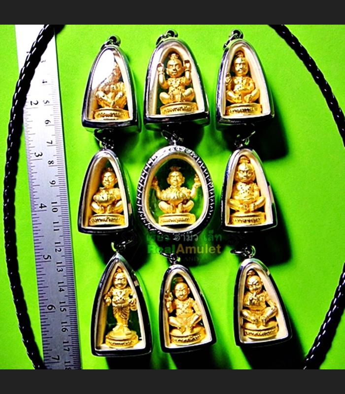 Miniature Gold 9pcs Guman LukThep Gambling Casino Win Money Nen Thai Amulet 6840