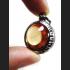 NATURAL GEMS HOLY STONE NAGA EYE LEKLAI THAI AMULET ORANGE ROUND BUTTON