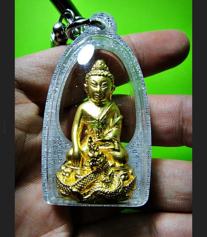 PHA-KRING SRISUTHO BELL BUDDHA NAGA SNAKE HEALING THAI AMULET LP KAMBU WAT KUDCHOMPU BE2554 GOLD 24K