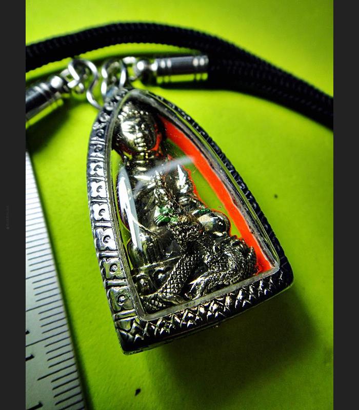 PHA-KRING SRISUTHO BELL BUDDHA NAGA SNAKE HEALING THAI AMULET LP KAMBU WAT KUDCHOMPU BE2554 SILVERY ALPAKA