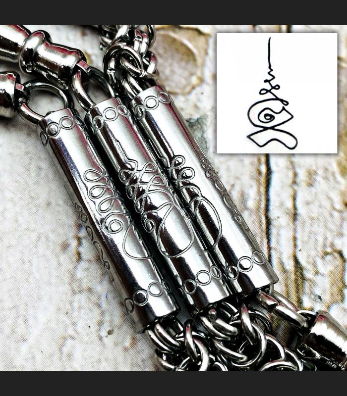 Necklace Stainless W-shape Multi Hook Hang Wear 30cm Lucky Yan Thai Amulets 7848